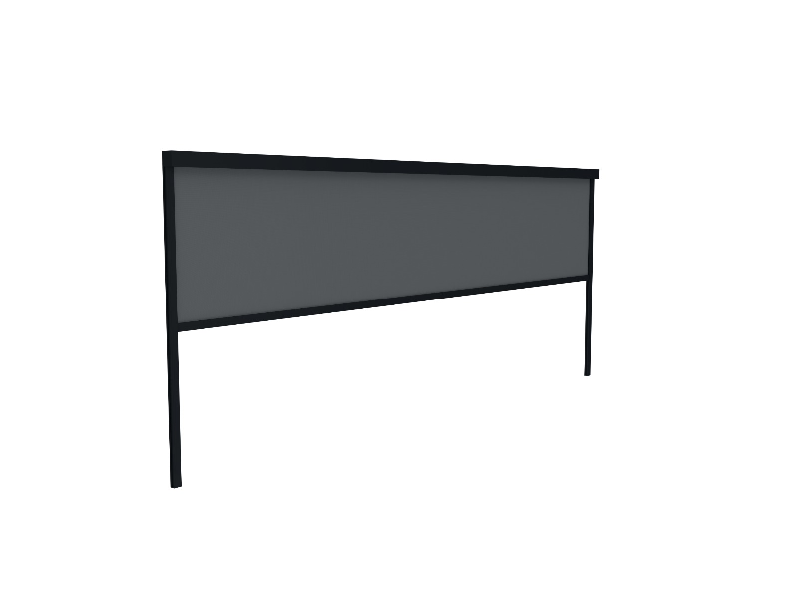 BRUDA ZIP Screen with dimensions marked for the upper housing, side guide and bottom profile