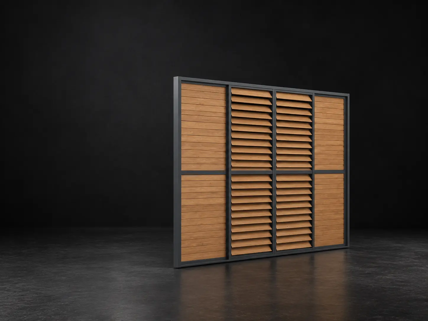 BRUDA Stella Slide with open central and closed outer Teak louvres